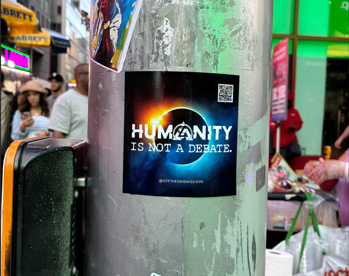 Humanity Is Not A Debate 4x4" Bumper Sticker